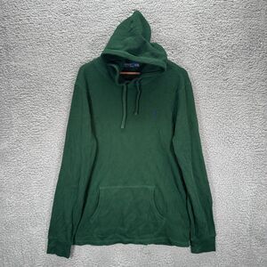 Polo Ralph Lauren Thermal Hoodie Men XL Green Waffle Knit Sweatshirt Pullover